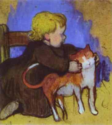 Mimi and Her Cat - Paul Gauguin