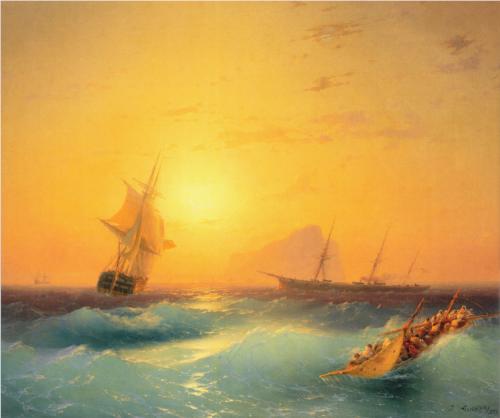 American Shipping off the Rock of Gibraltar - Ivan Aivazovsky