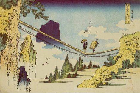 Bridge on the Border of Hida and Etchu - Katsushika Hokusai