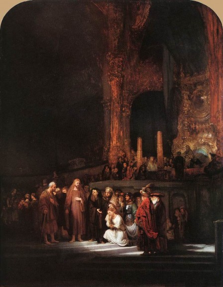 Christ and the Woman Taken in Adultery - Rembrandt van Rijn