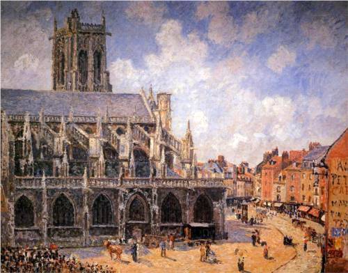 Church of St Jacques in Dieppe, Morning Sun - Camille Pissarro