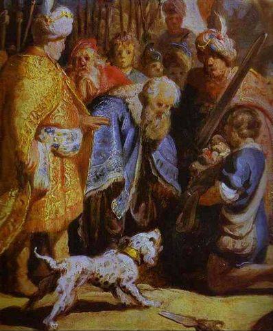 David Presenting the Head of Goliath to King Saul - Rembrandt van Rijn