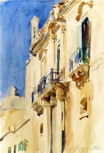 Facade of a Palazzo at Girgente, Sicily - John Singer Sargent