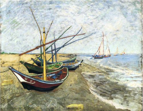 Fishing Boats on the Beach Saintes Maries De La Mer - Vincent Van Gogh