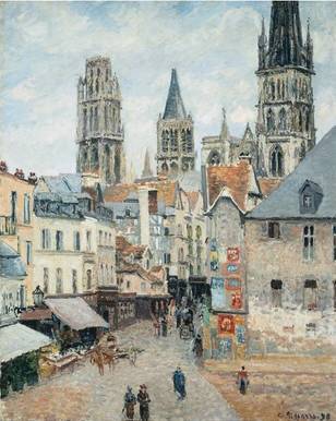 Grocer Street in Rouen - Camille Pissarro