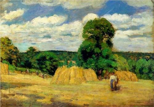 Harvest at Montfoucault - Camille Pissarro