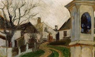 Kahle Baeume, Haeuser Und Bildstock (Klosterneuburg, Austria) - Egon Schiele
