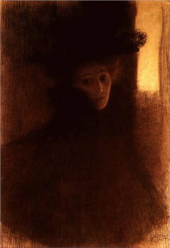 Lady with Cape and Hat - Gustav Klimt