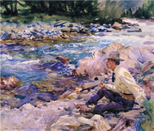 Man Seated by a Stream - John Singer Sargent