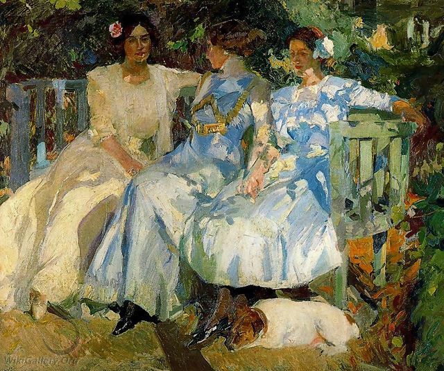 My Wife and Daughters in the Garden - Joaquin Sorolla