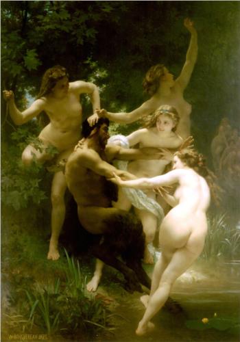 Nymphs and Satyr - William Adolphe Bouguereau