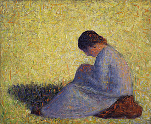 Peasant Woman Sitting in Grass - Georges Seurat