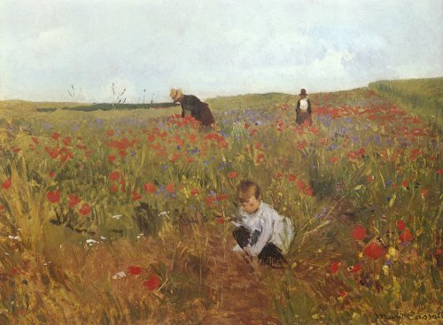 Picking Flowers in a Field - Mary Cassatt