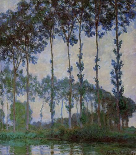 Poplars on the Banks of the River Epte, Overcast Weather - Claude Monet