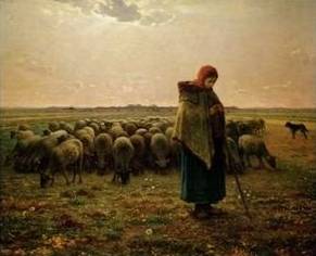 Shepherdess with her Flock - Jean Francois Millet
