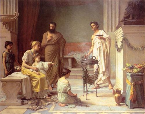 Sick Child brought into the Temple of Aesculapius - John William Waterhouse