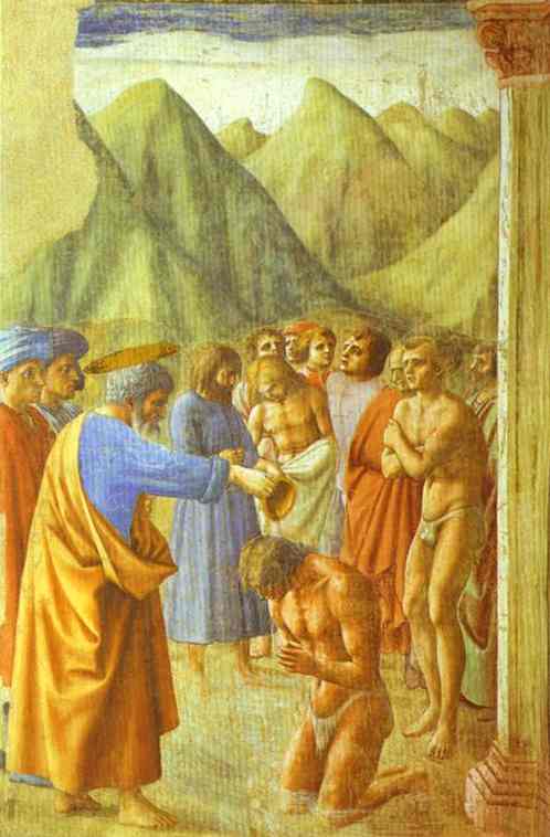 St. Peter Baptizing the Neophytes - Masaccio