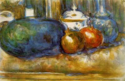 Still Life with Watermelon & Pomegranates - Paul Cezanne