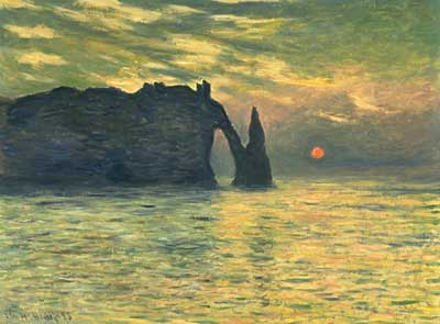 Sunset at the Cliff in Etretat - Claude Monet