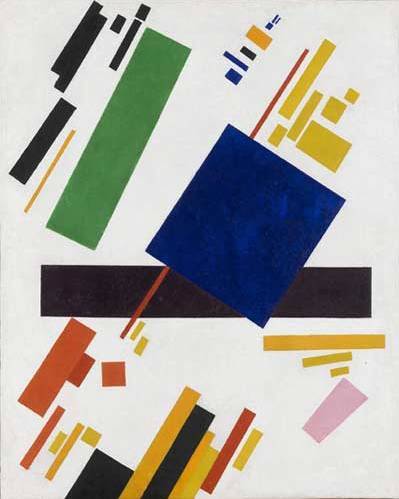 Suprematist Composition 1916 (Blue Rectangle over Purple Beam) - Kazimir Malevich