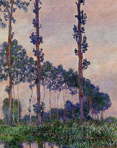 Three Poplars in Grey Weather - Claude Monet