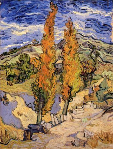 Two Poplars on a Hill - Vincent Van Gogh