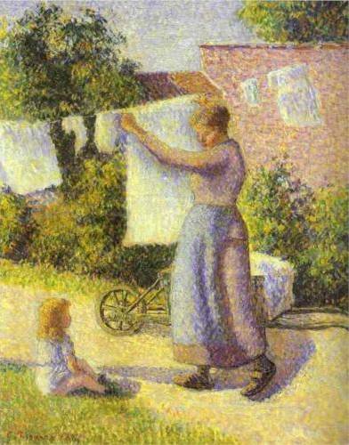 Woman Hanging Her Laundry - Camille Pissarro
