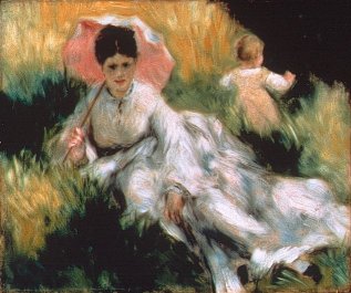 Woman and Child in the Meadow - Pierre Auguste Renoir