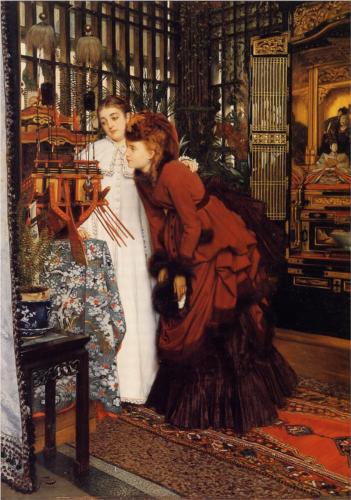 Young Ladies Looking at Japanese Objects - James Tissot