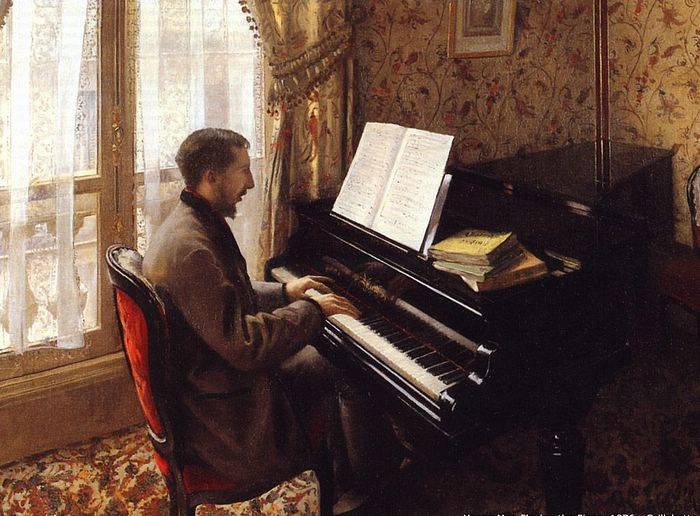 Young Man Playing the Piano - Gustave Caillebotte