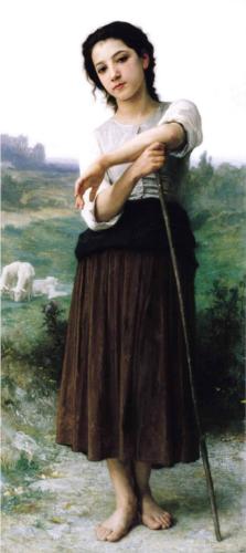 Young Shepherdess Standing - William Adolphe Bouguereau