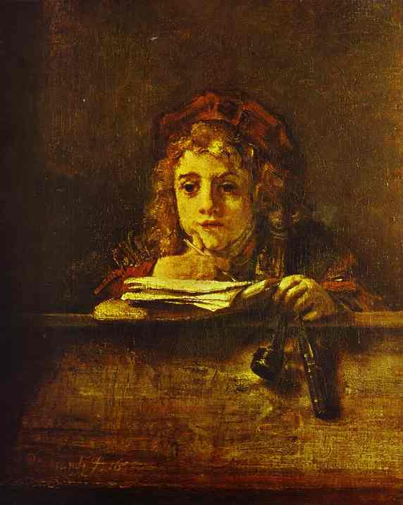 Rembrandt van Rijn - Artist's Son Titus at His Desk