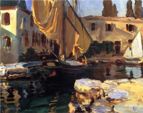 Boat with Golden Sail (San Vigilio) - John Singer Sargent