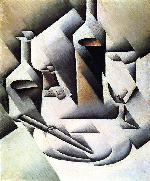 Bottles and Knife 1911 - Juan Gris