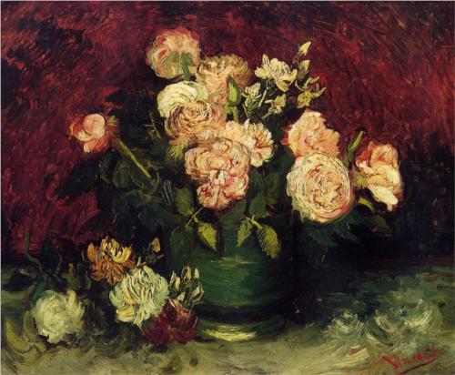 Bowl with Peonies and Roses - Vincent Van Gogh