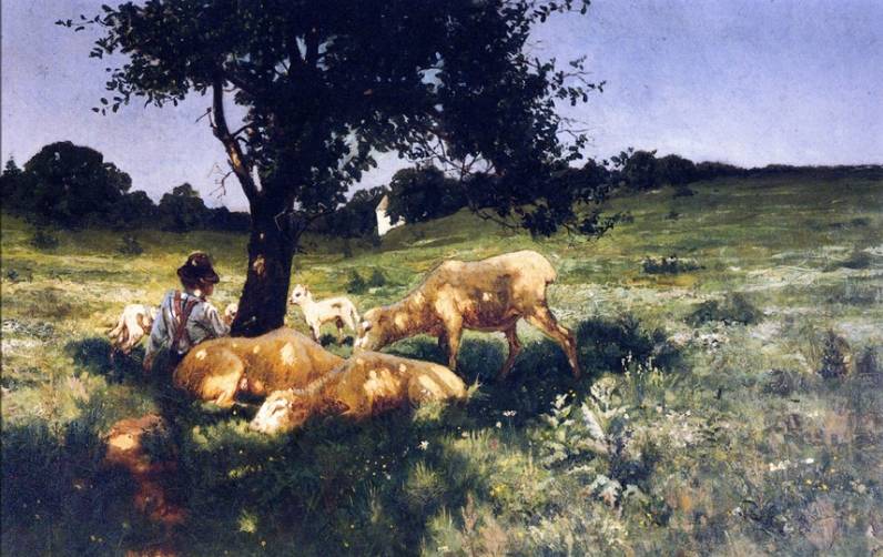 Boy and Sheep Lying under a Tree - Henry Ossawa Tanner