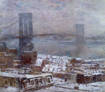 Brooklyn Bridge in Winter - Childe Hassam