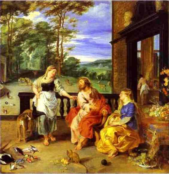 Christ in the House of Martha and Mary w/ Jan Bruegel - Peter Paul Rubens