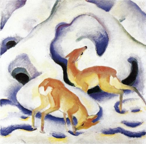 Deer in the Snow - Franz Marc