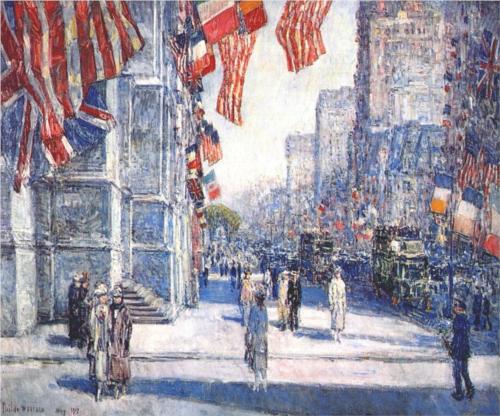 Early Morning on the Avenue in May - Childe Hassam