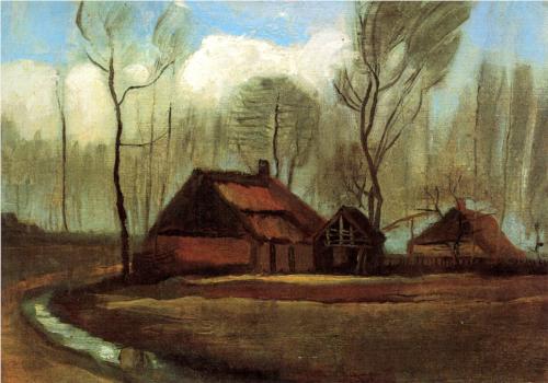 Farmhouses Among Trees - Vincent Van Gogh