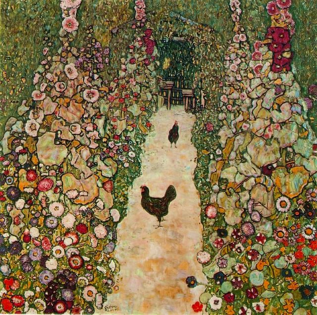 Garden Path with Chicken - Gustav Klimt