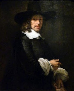 Gentleman with a Tall Hat and Gloves - Rembrandt van Rijn