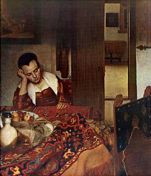 Girl Asleep at a Table - Jan Vermeer van Delft