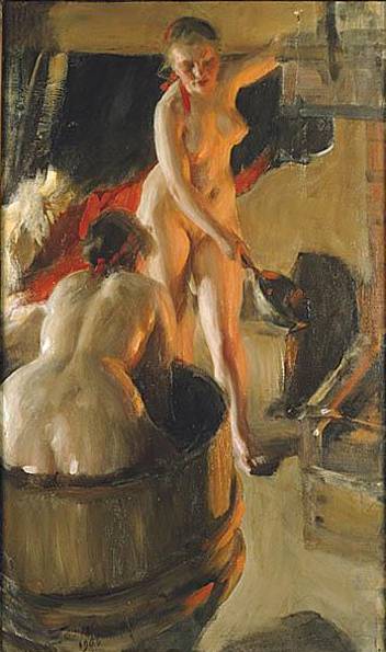 Girls from Dalarna Having a Bath - Anders Zorn