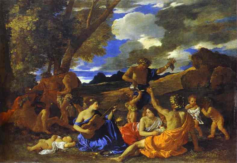 Great Bacchanal with Woman Playing a Lute - Nicolas Poussin