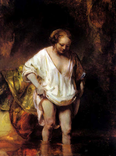 Hendrickje Bathing in a River - Rembrandt van Rijn