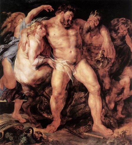 Hercules Drunk, Being Led Away By a Nymph and a Satyr - Peter Paul Rubens