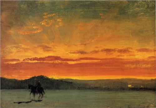Indian Rider at Sunset - Albert Bierstadt