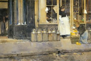 La Bouquetiere et la Laitiere - Childe Hassam